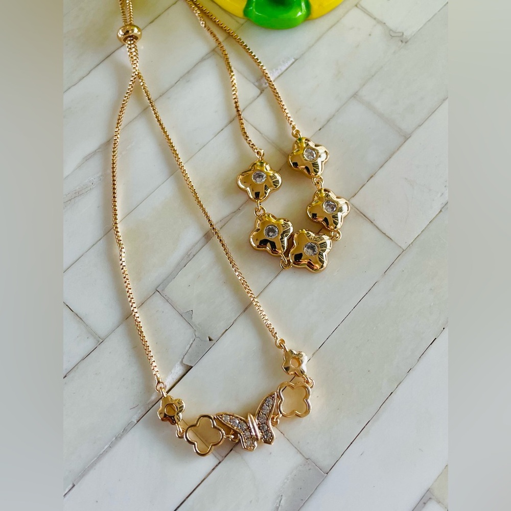 Two 18k Rose Gold Plated Lariat Bracelets by Pretty Bird NWOT